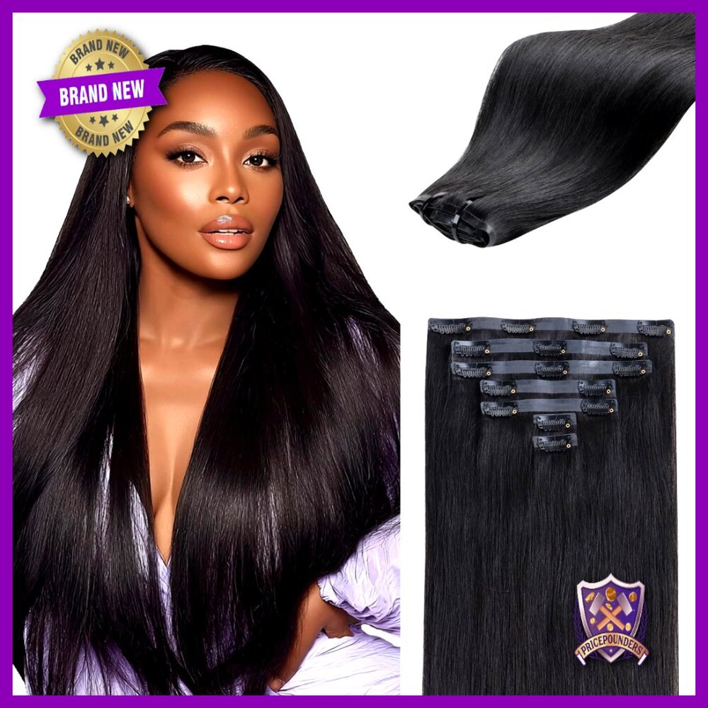 Seamless Clip In Hair Extensions Human Hair Straight 16 Inch Virgin Hair
